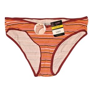 No Boundaries Striped Cheeky Panties - Red and Orange